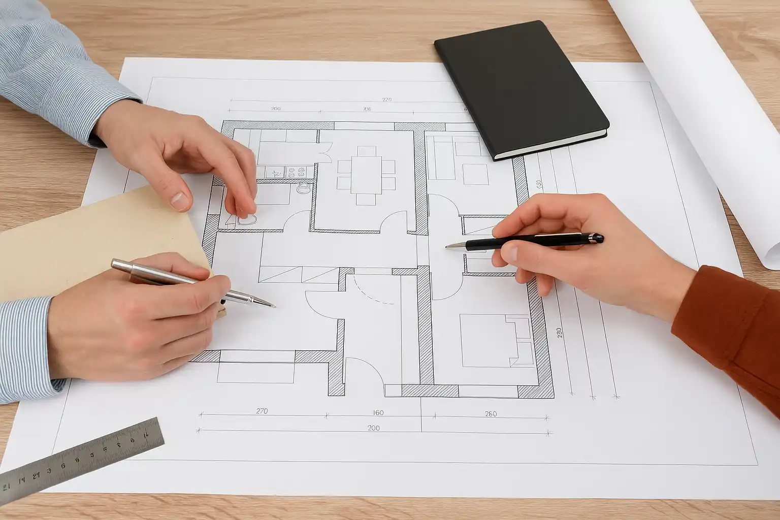 Foto del proceso de diseño de plano.