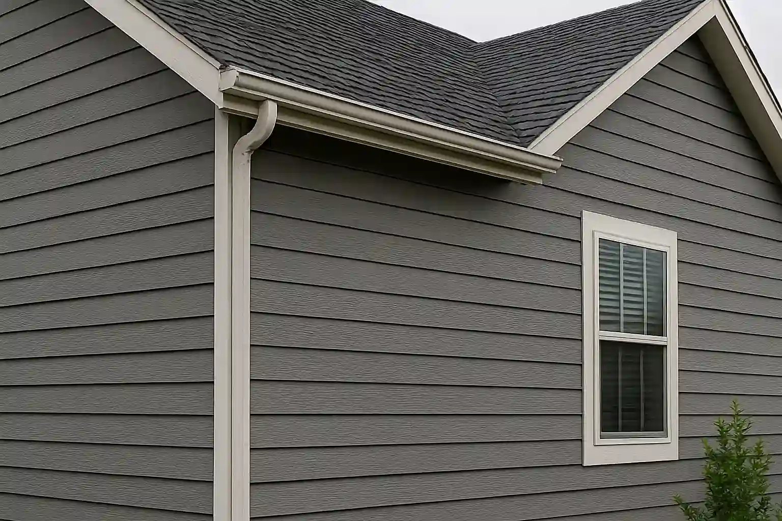 foto de casa con siding de fibrocemento gris