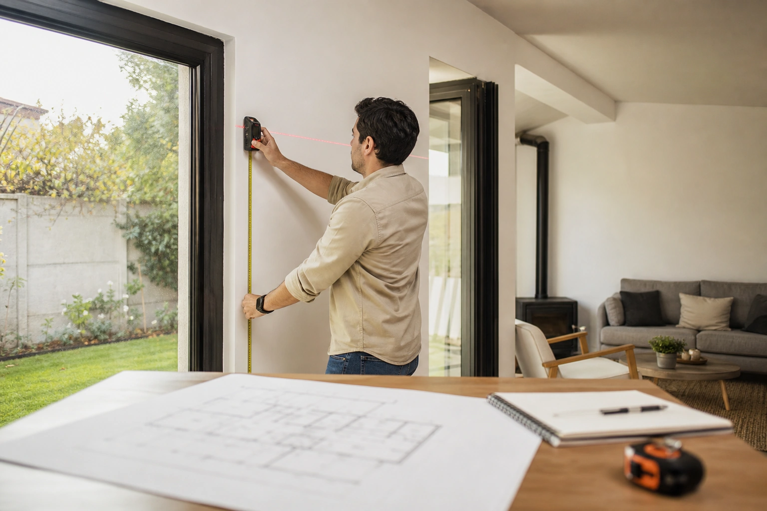 Arquitecto realizando el levantamiento de una ampliación sin recepción definitiva