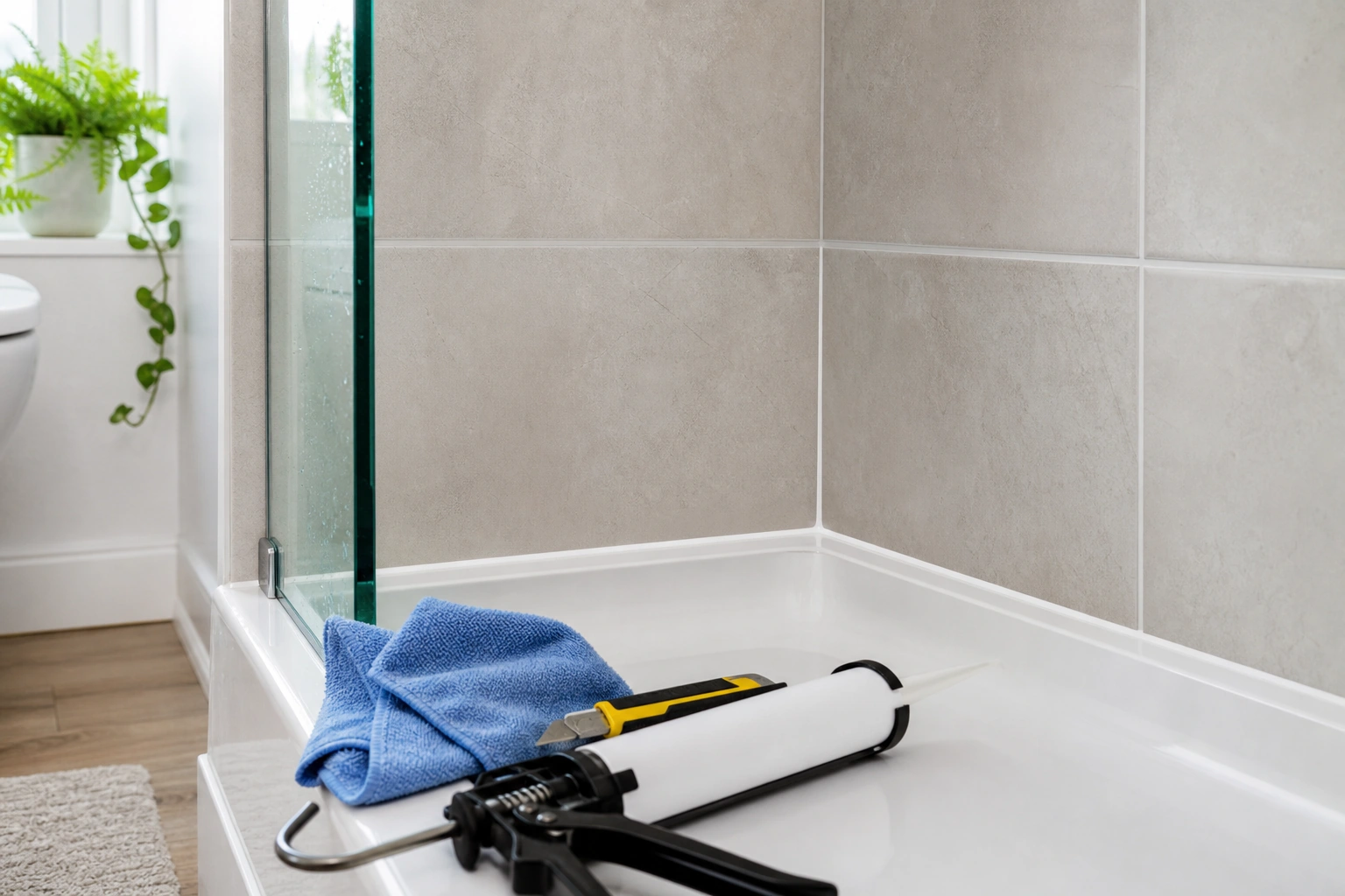 Renovación de silicona y fragüe en ducha con humedad