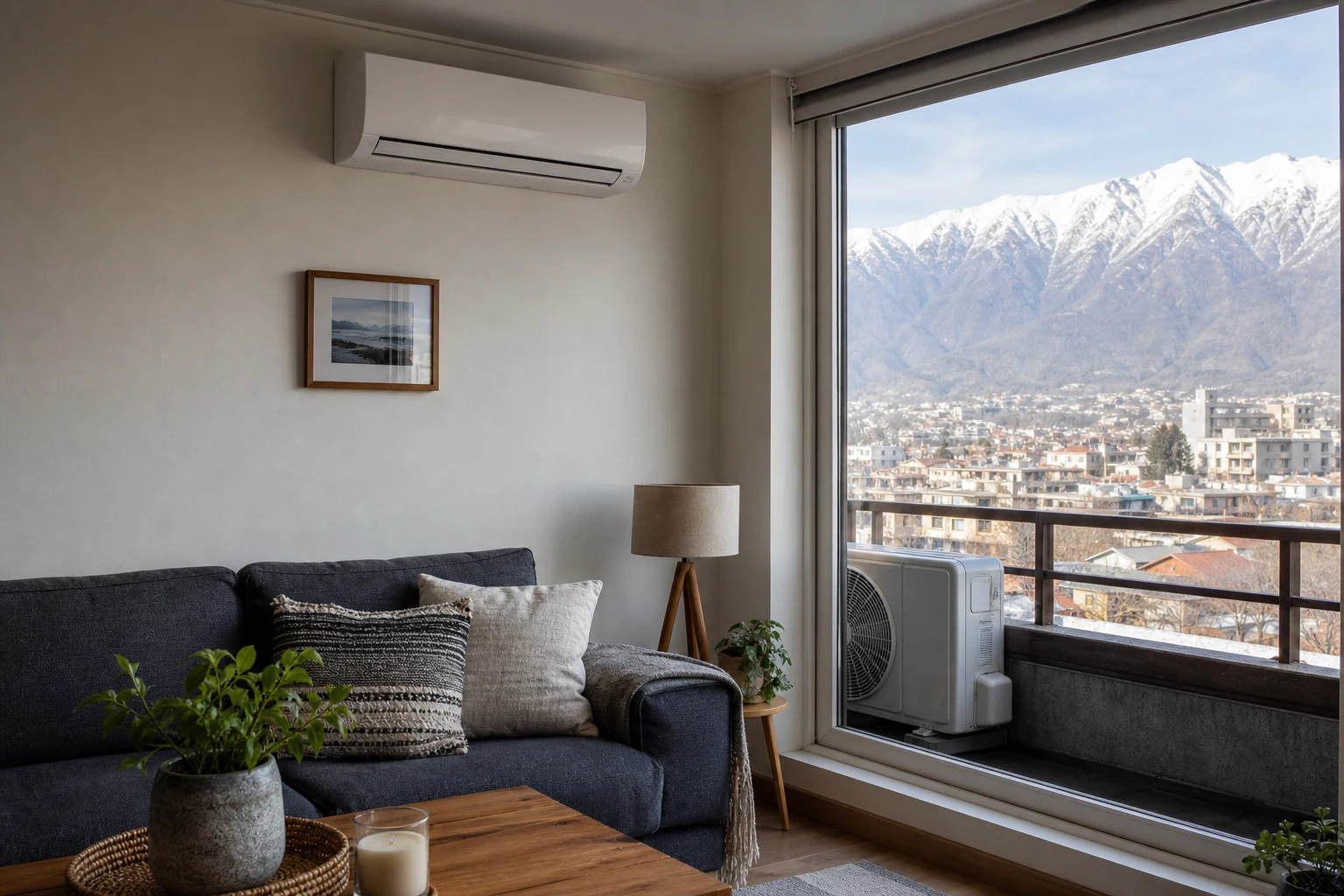 Bomba de calor aire-aire tipo split instalada en una vivienda