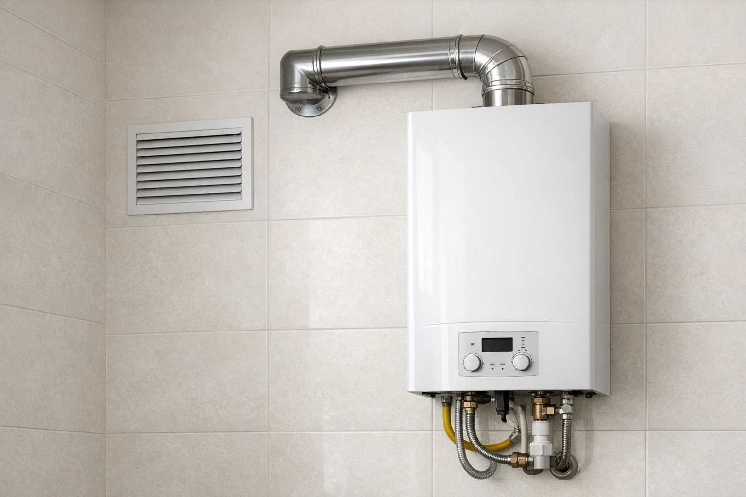 Ventilación y ducto de evacuación en calefont a gas