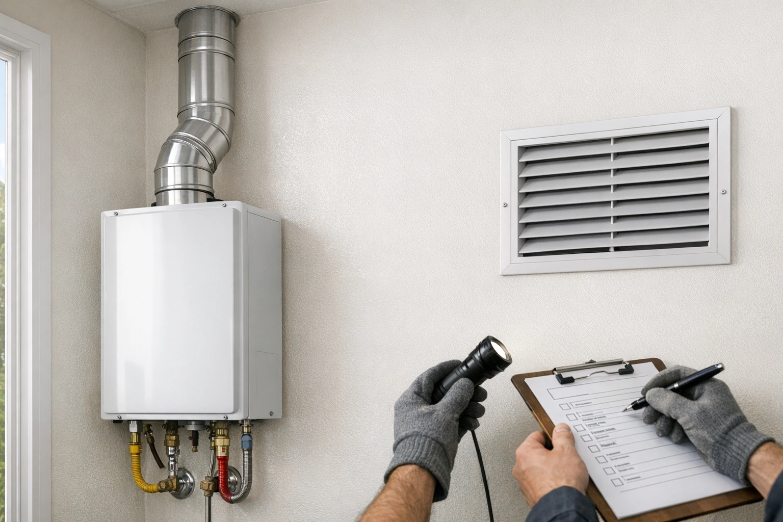 Ventilación y evacuación de gases en instalación de calefont