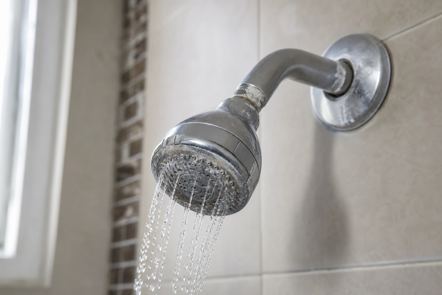 Llave de baño con sarro y flujo débil de agua