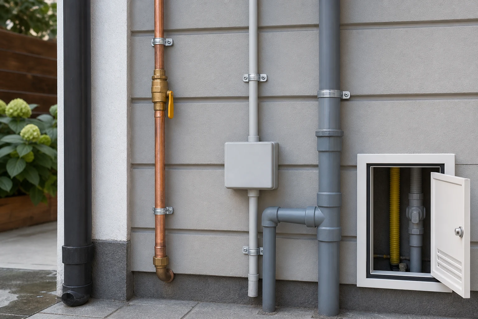 Cañería de gas visible y conducto registrable en una instalación domiciliaria