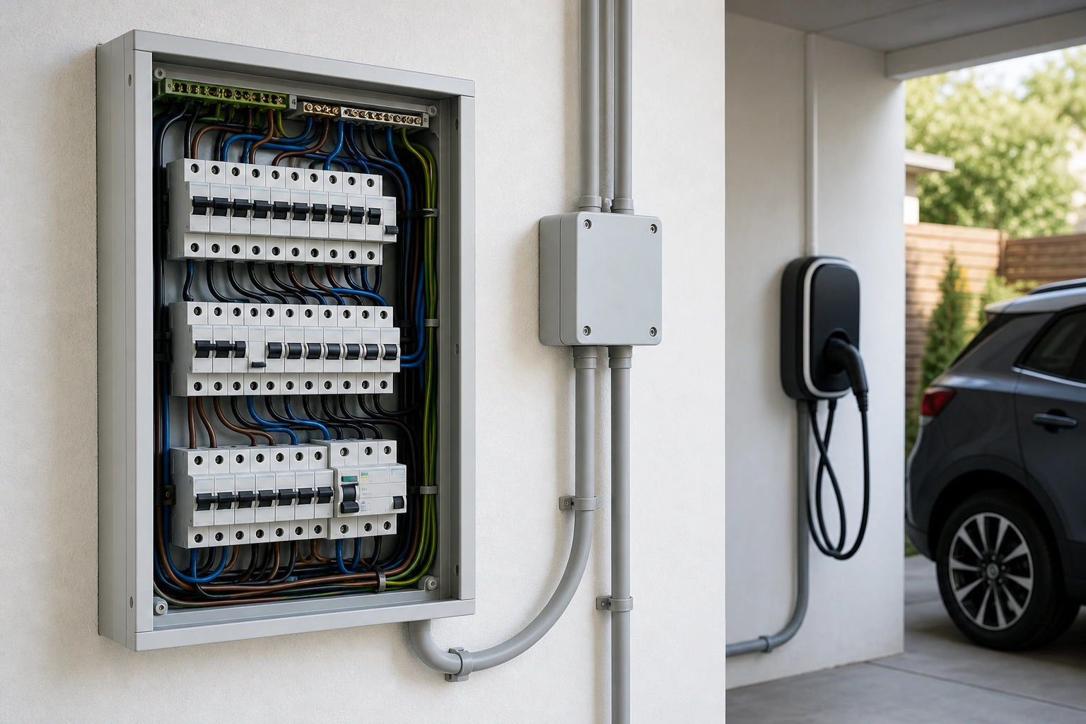 Revisión del tablero y la potencia antes de instalar un cargador de auto eléctrico en casa