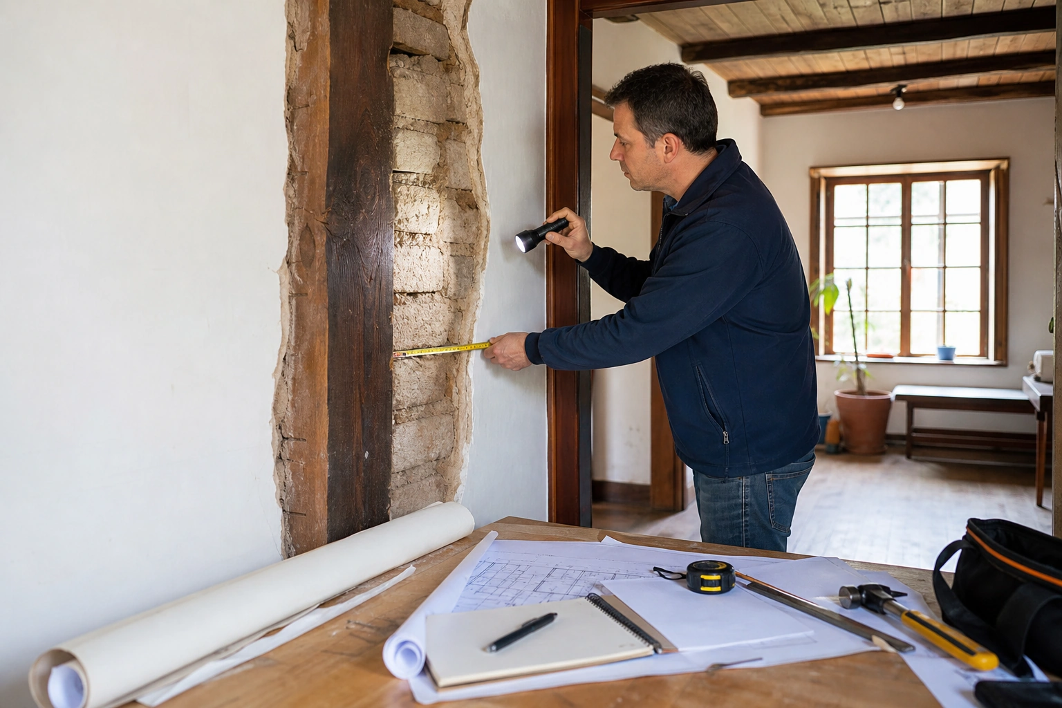 Revisión estructural de muros y vigas antes de remodelar una casa antigua