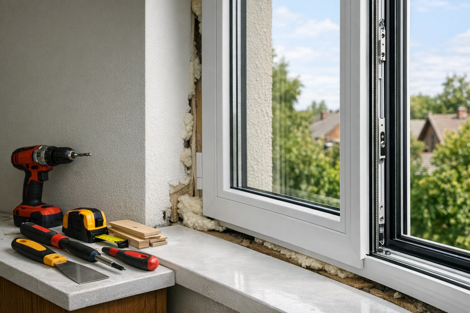 Detalle de instalación de ventana aislada o termopanel para mejorar condensación