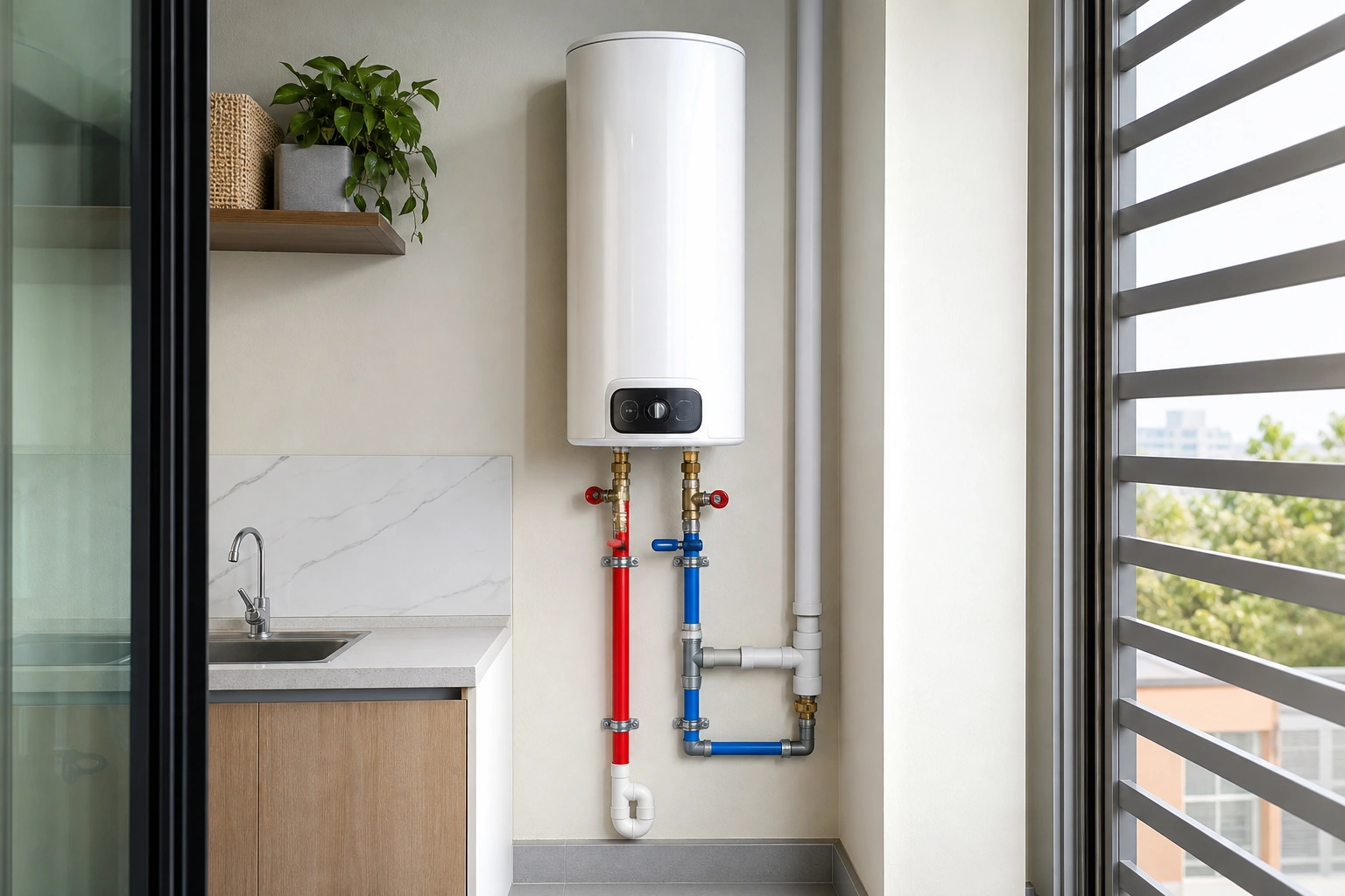 Revisión de agua caliente para baño nuevo en vivienda