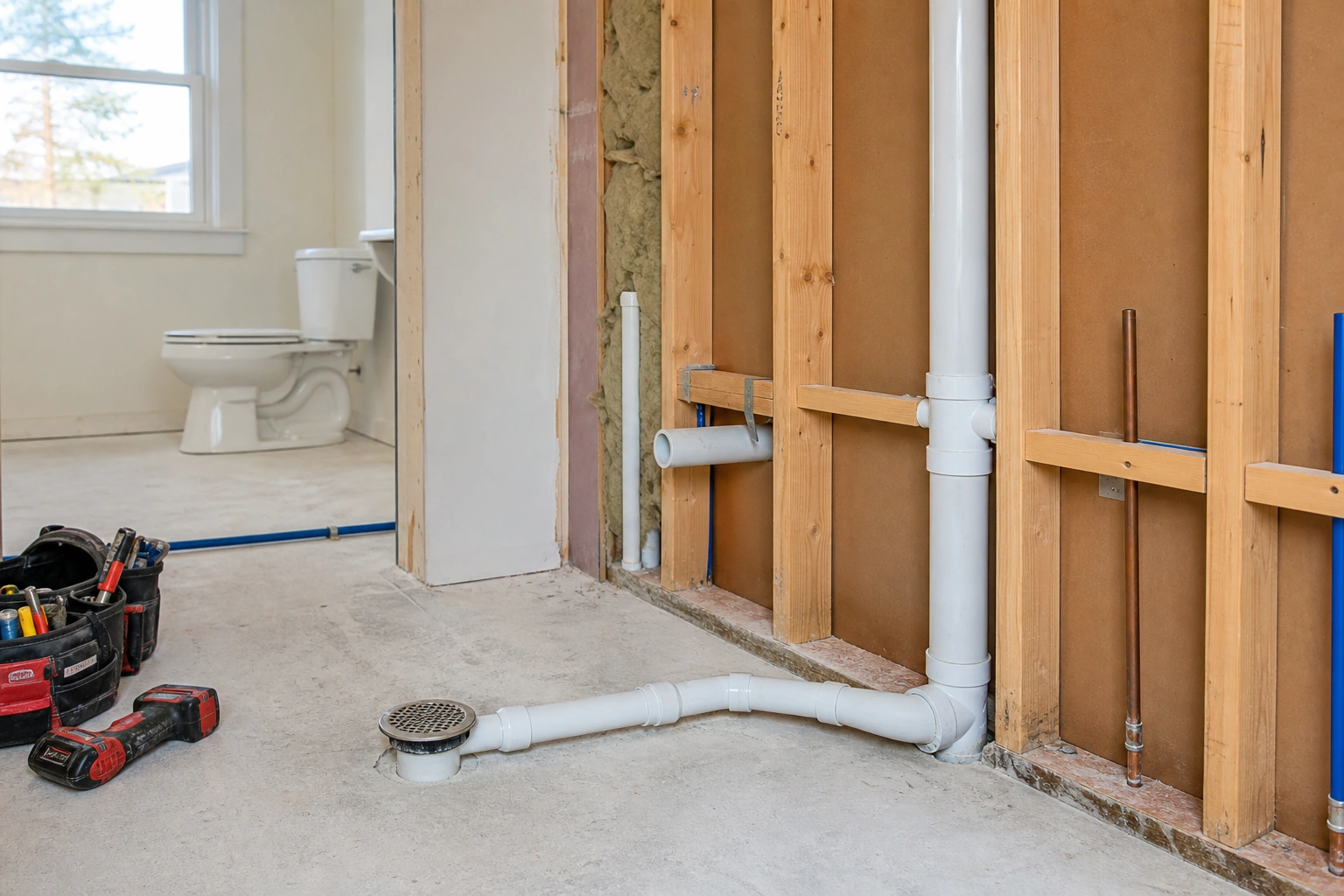 Revisión de descargas y ventilación sanitaria para un baño nuevo