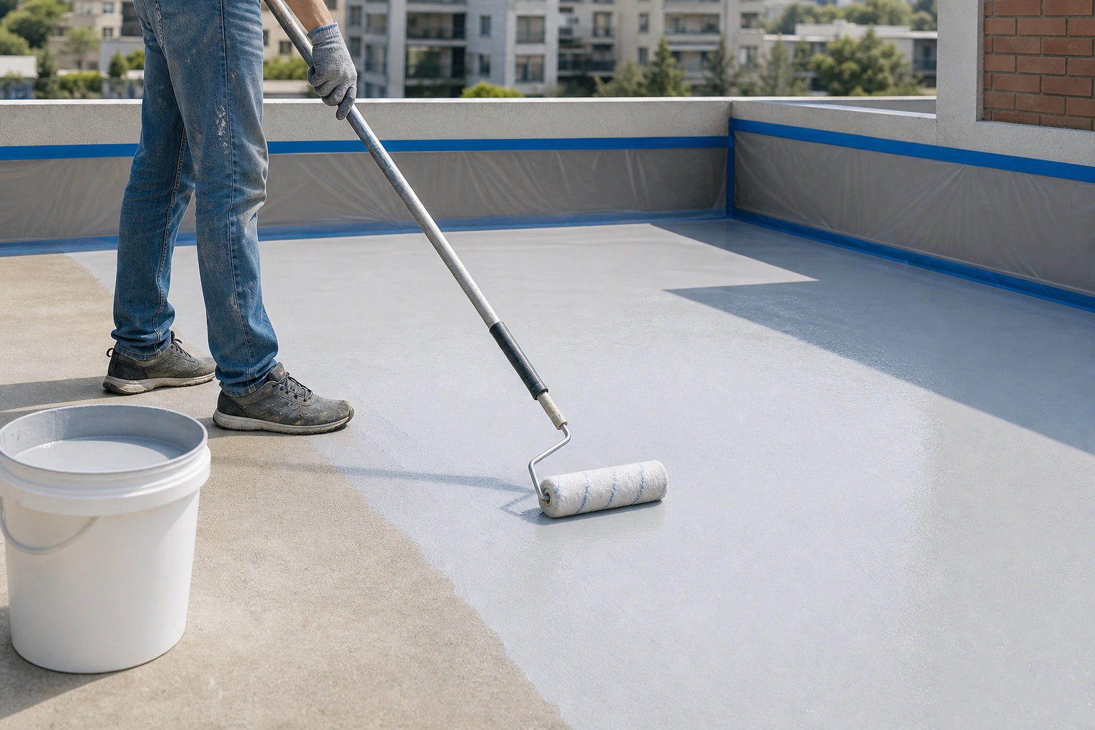 Impermeabilización de una terraza con recubrimiento flexible