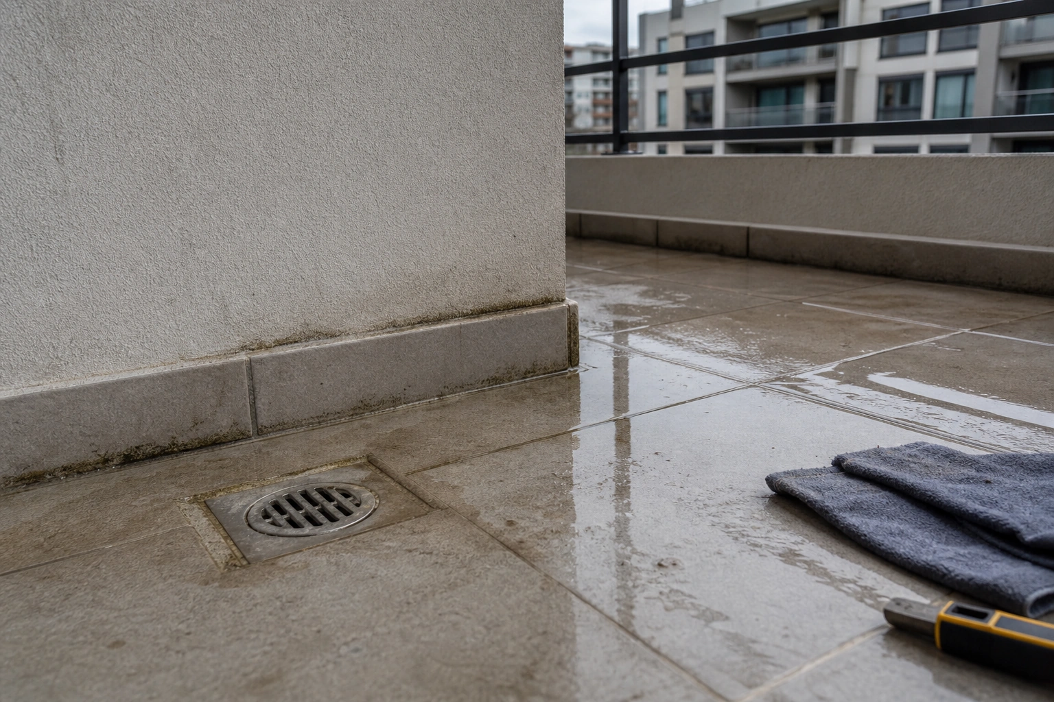 Puntos críticos de filtración en una terraza residencial