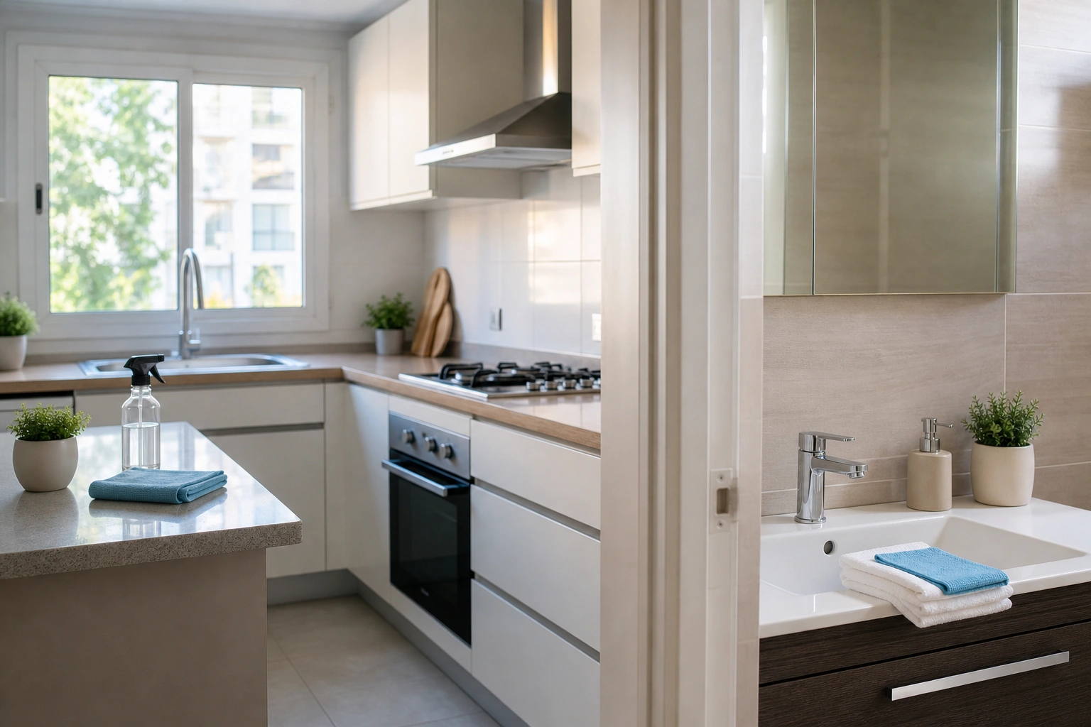 Limpieza profunda de cocina y baño antes de entregar una propiedad