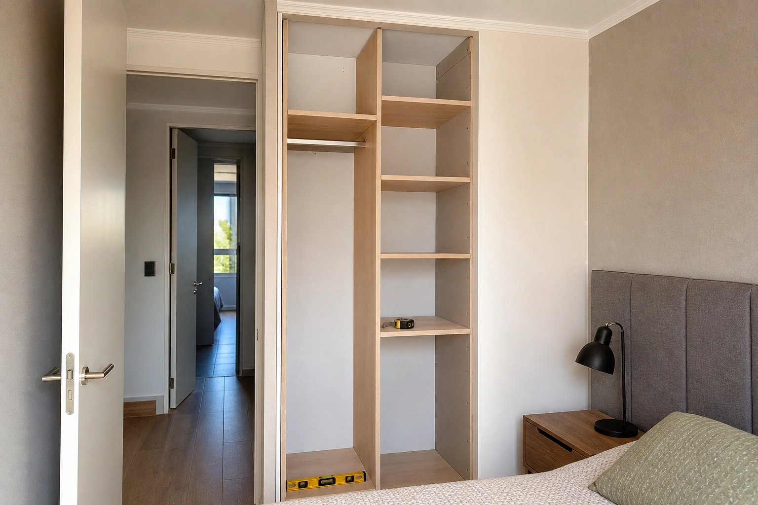 Mueble a medida para aprovechar un nicho como clóset funcional