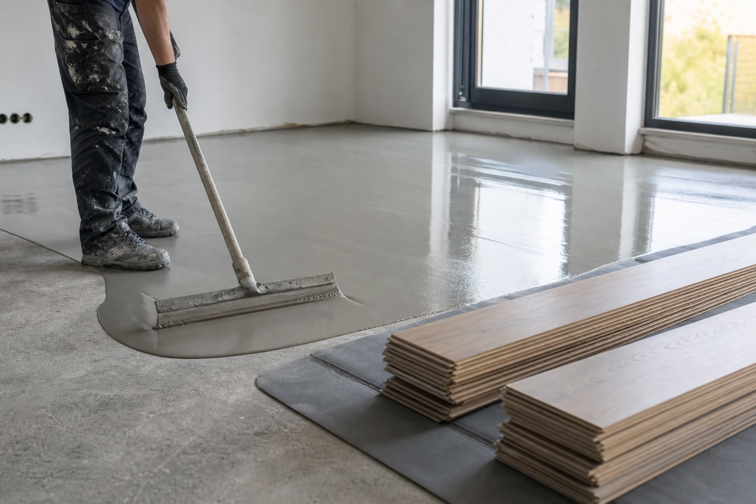 Preparación de piso con autonivelante antes de instalar piso flotante o SPC