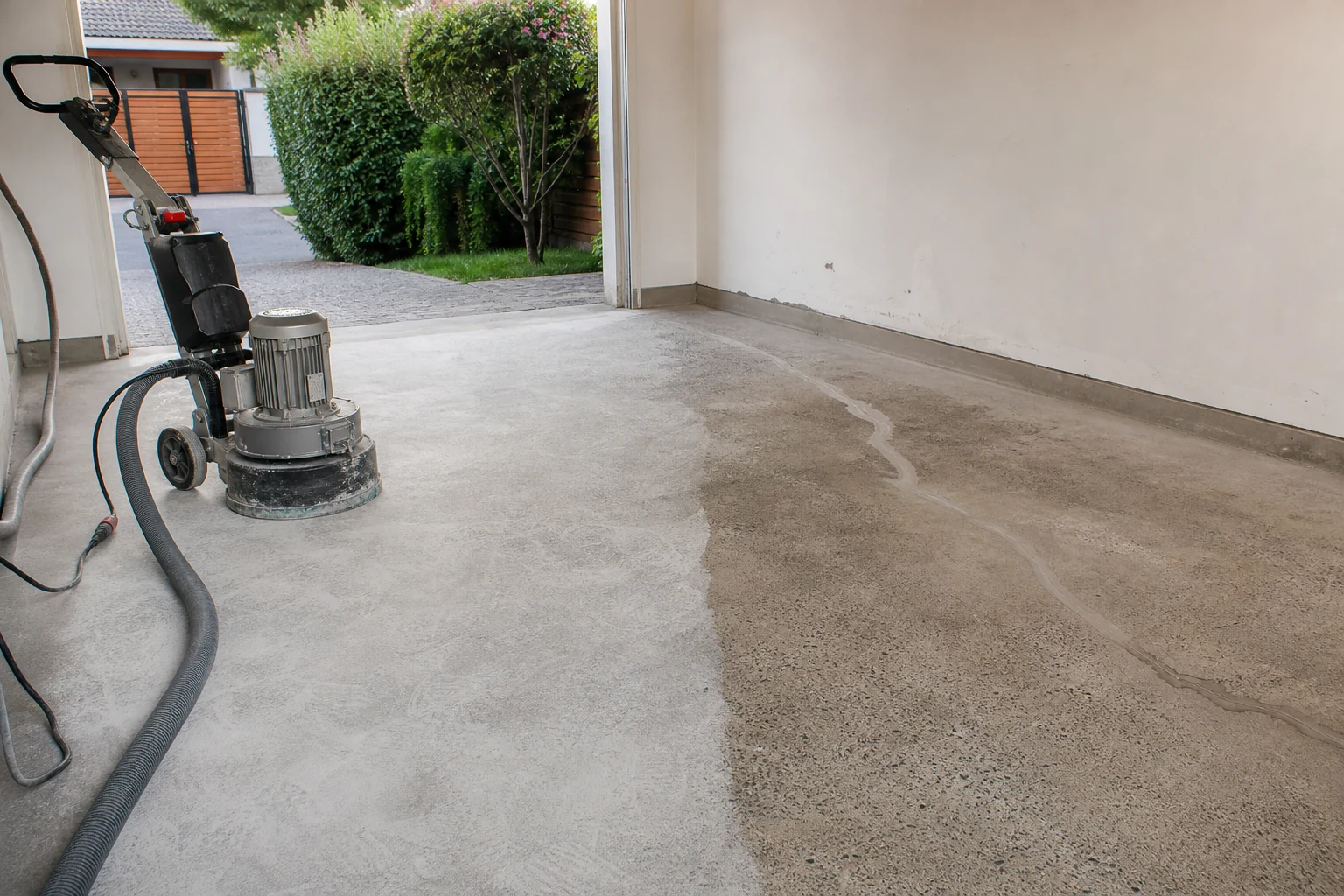 Radier de garaje preparado para instalar un piso epóxico