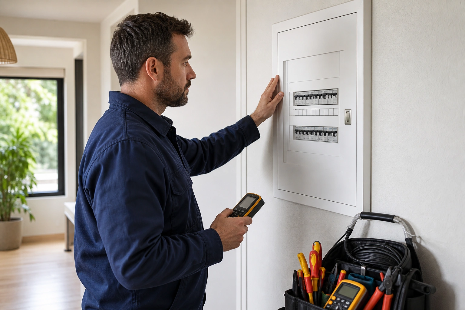 Inspección profesional de puesta a tierra y seguridad eléctrica domiciliaria