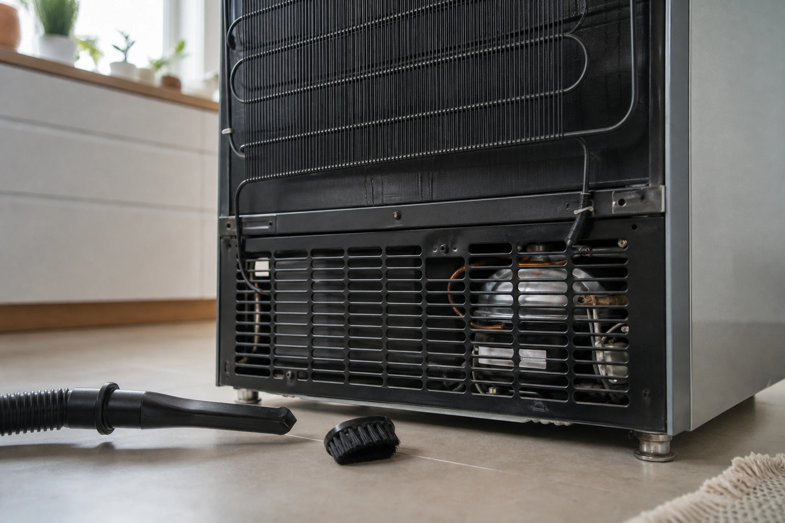 Revisión segura de ventilación y condensador en un refrigerador que no enfría