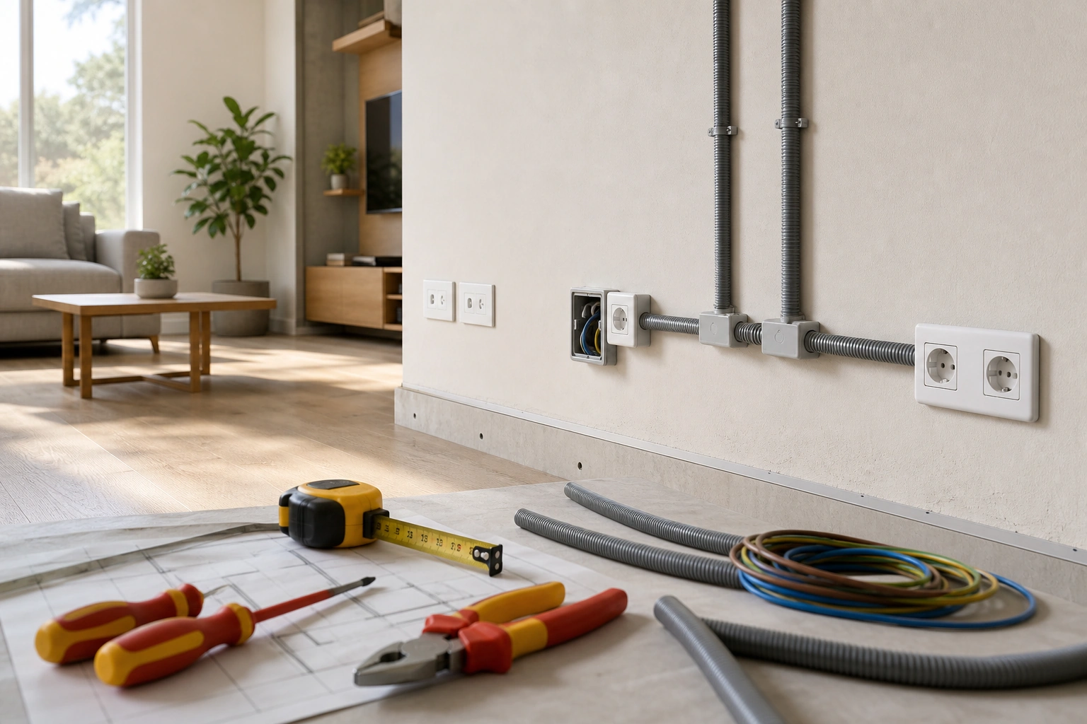 Planificación de enchufes y circuitos eléctricos en una remodelación de vivienda