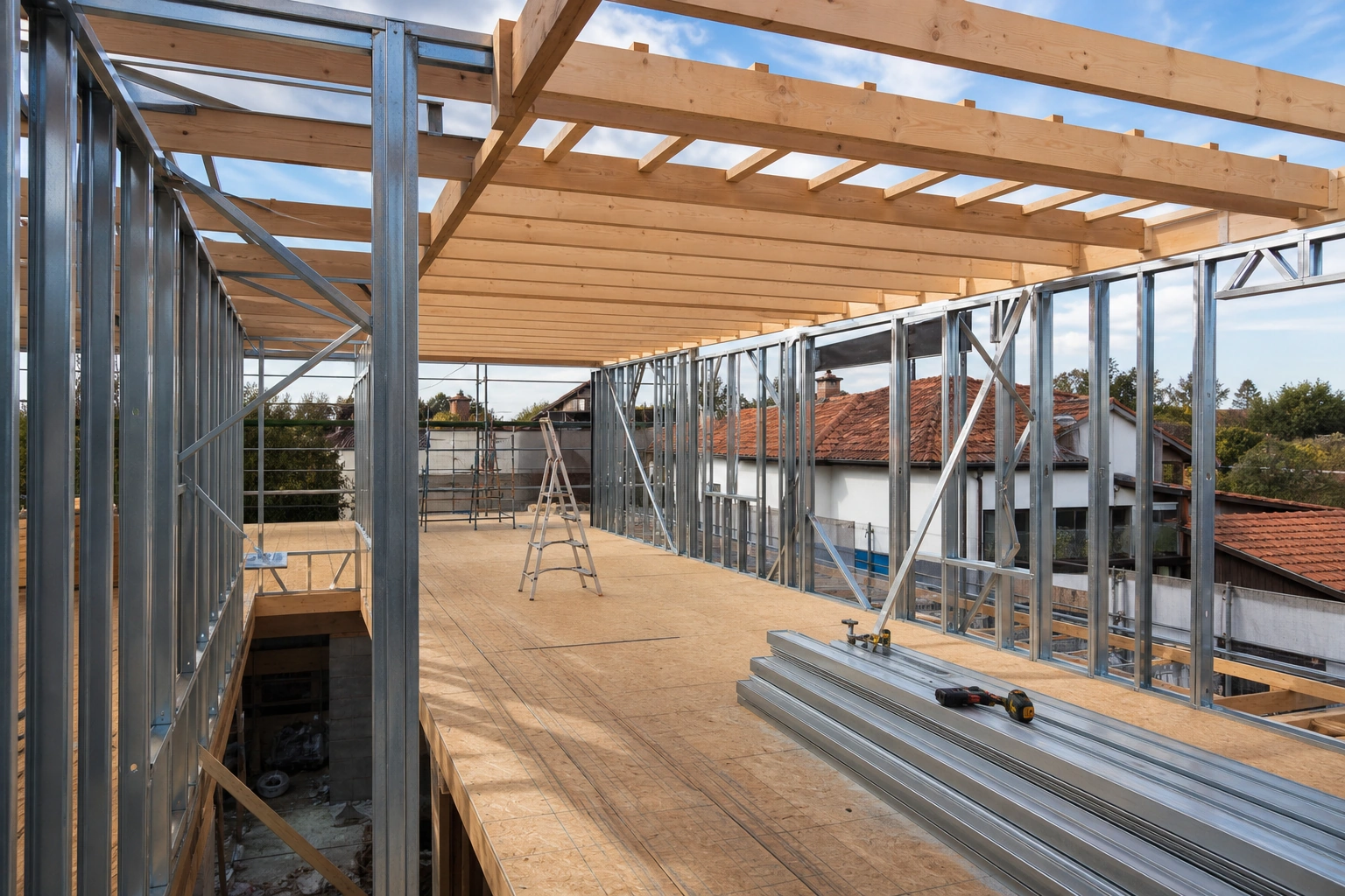 Estructura liviana para segundo piso en vivienda chilena